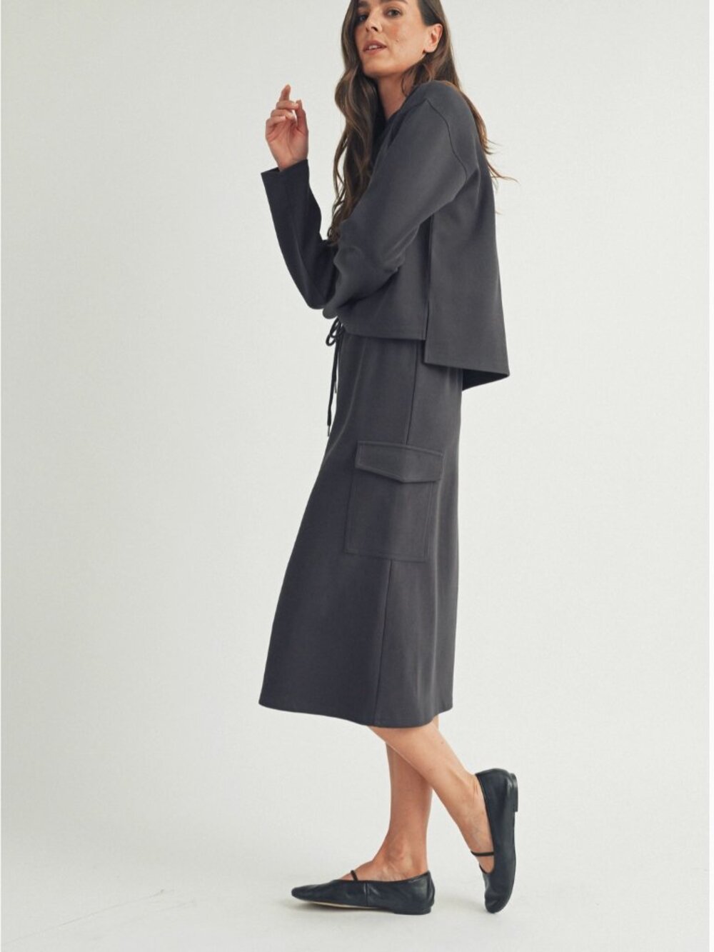 Midi Length Cargo Skirt